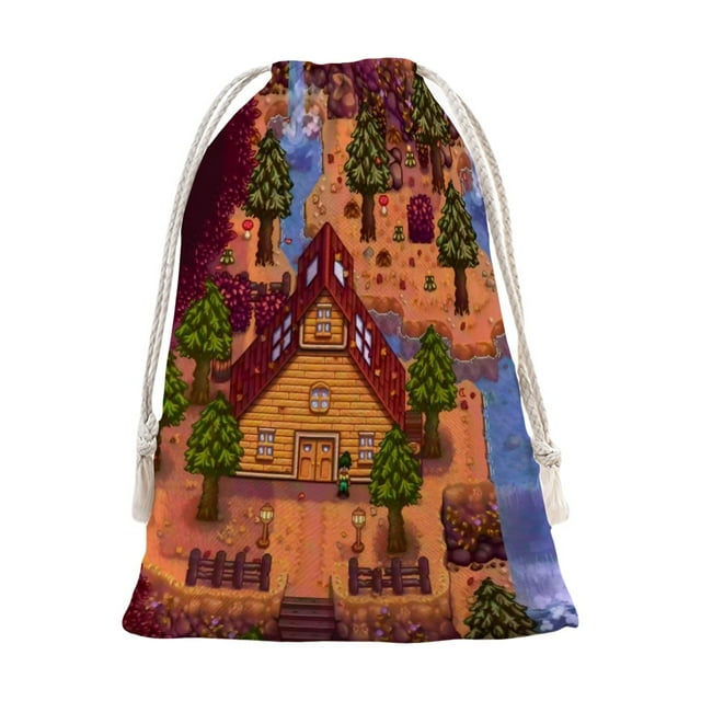Stardew Valley Bolsa de regalo con cierre de cinta navideño para decoración de Navidad,40cm×52 cm.