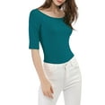 thumbnail image 6 of MODA NOVA Juniors Half Sleeves Scoop Neck Fitted Layering Top T-Shirt, 6 of 7