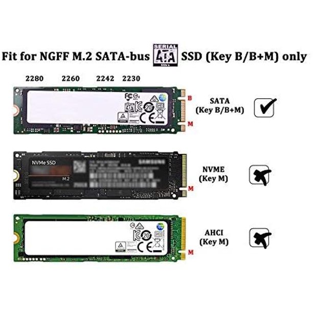 M.2 SATA SSD to USB 3.0 Reader Converter Adapter Enclosure with UASP, NGFF M.2 2280 2260 2242 2230 SSD with Key B/Key B+M - Walmart.com