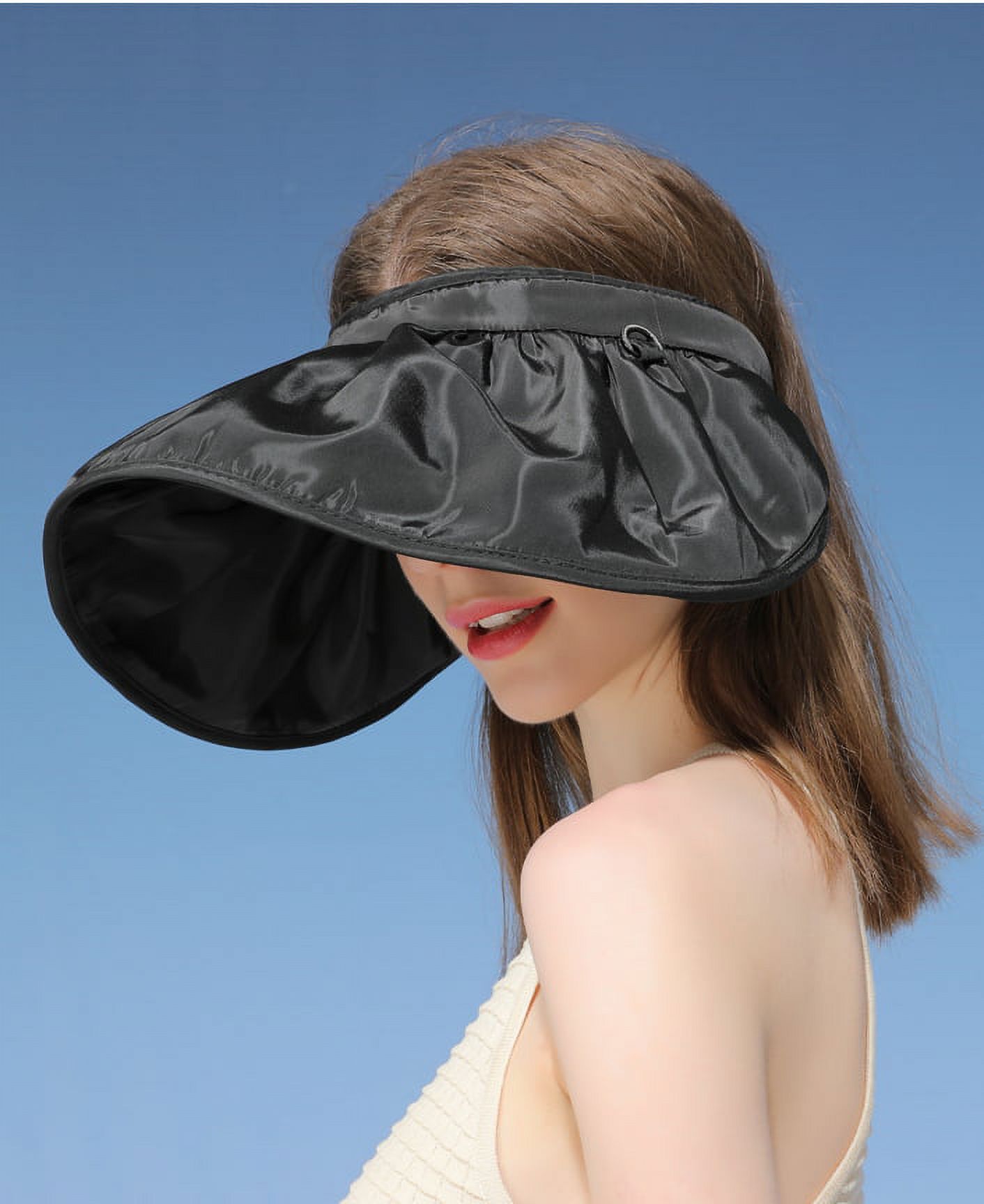 2 in 1 Sun Visor Hat Wide Brim Summer UV Protection Beach 