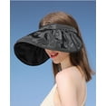 thumbnail image 4 of 2 in 1 Sun Visor Hat Wide Brim Summer UV Protection Beach Cap Foldable Dual Purpose Headband for Women(Black), 4 of 4