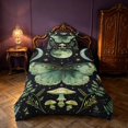 thumbnail image 2 of Homewish Moon Phase Butterfly Twin Duvet Cover, Botanical Daisy Mushroom Twin Bedding, Green Black, Black Reversible 2-Piece, 1 Duvet Cover and 1 Pillowcase, 2 of 5