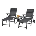 thumbnail image 4 of Patiojoy 2 PCS Outdoor Folding Lounge Chair Patio Portable Longer w/Wheels & Adjustable Backrest, 4 of 6