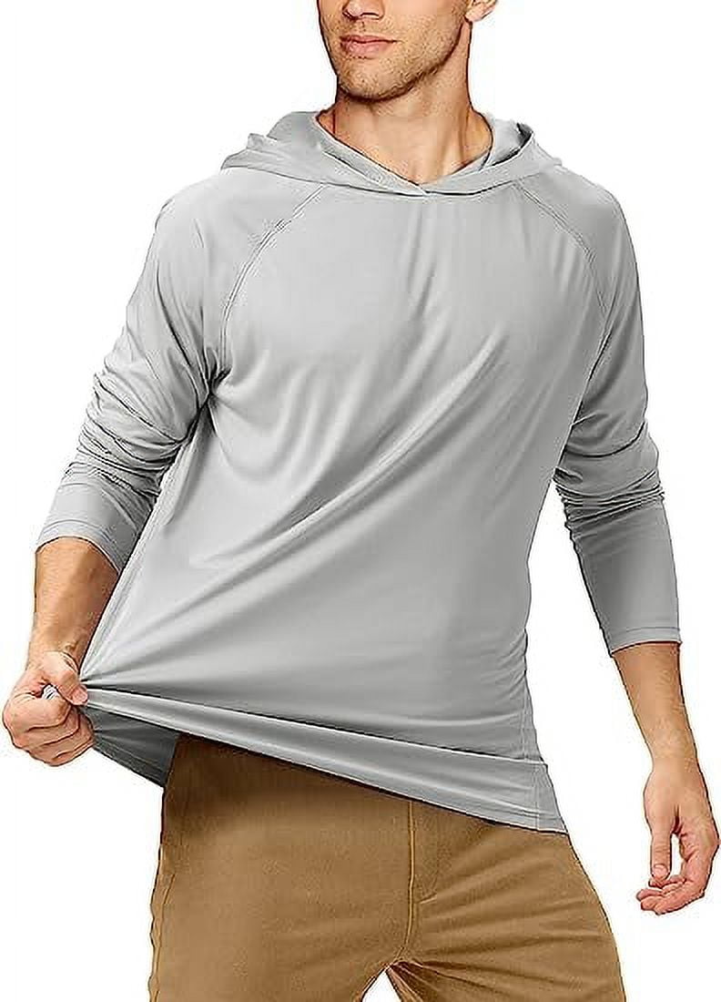 LEEy-world Men'S Hoodies Men's Workout Long Sleeve Fishing Shirts UPF 50+  Sun Protection Dry Fit Hoodies Grey,XL 