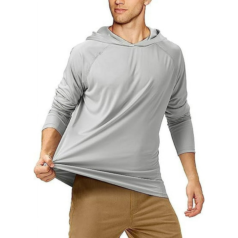 Men's UPF 50+ Sun Protection Hoodie Outdoor Long Sleeve T-Shirt for  Running, Fishing, Hiking