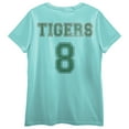 thumbnail image 4 of Stranger Things Hawkins Tigers Team Captain Women's Teal Crew Neck Short Sleeve T-shirt-3XL, 4 of 7