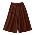 thumbnail image 3 of Endives Women's Shorts Solid Color Loose Summer Bermuda Short Knee Length Elastic Waist Beach Lounge Workout Casual Long Short Wide Leg Shorts, 3 of 6