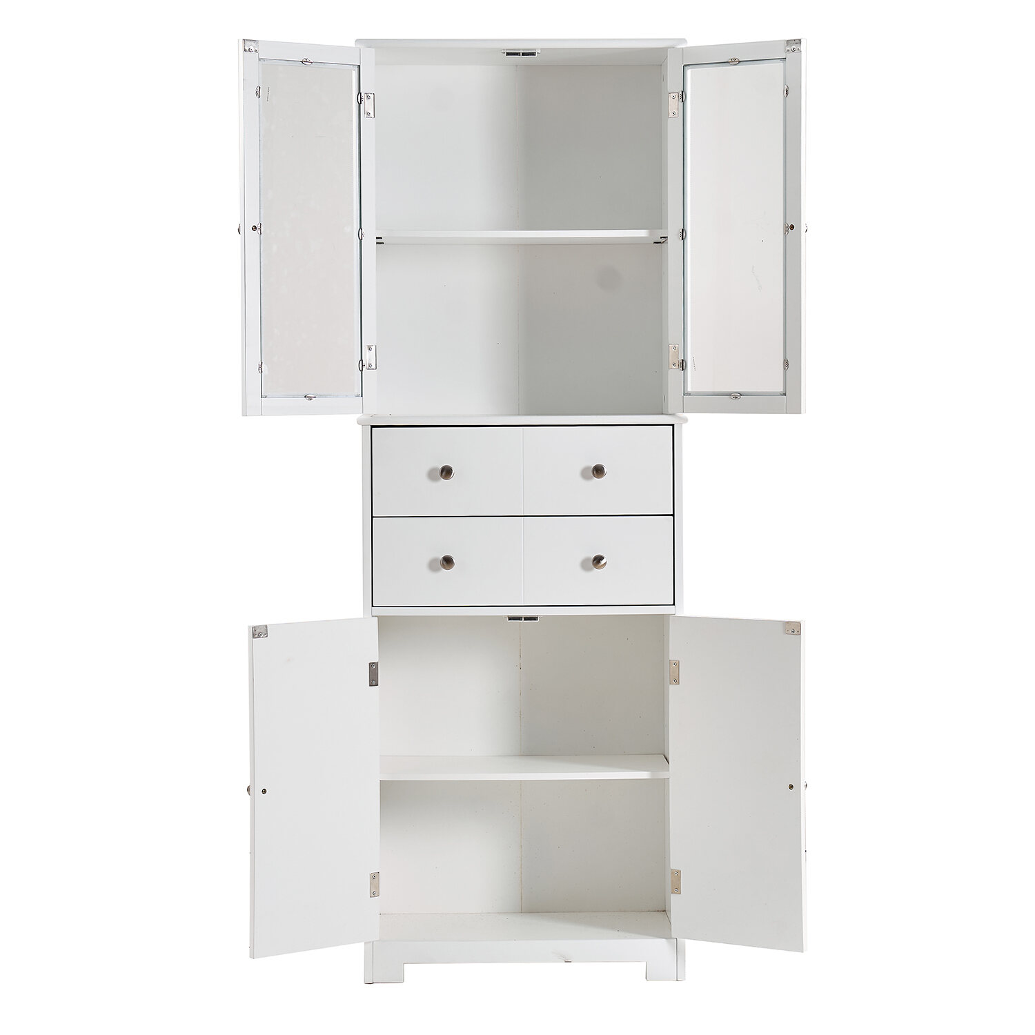 Wooden Sideboards 67" Tall Kitchen Pantry Cabinet with Doors and Shelves Large Stand Up Pantry Storage Cabinet with Drawer Large Food Cupboard Storage Cabinet for Kitchen Bathroom Craft Room, White,D