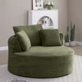 thumbnail image 2 of Miniyam 54" Ready-to-Use Accent Chair, No Setup Needed, Modern Round Design with Corduroy Upholstery and Support Pillows(Green), 2 of 10