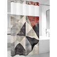 thumbnail image 4 of Black Beige Rhombus No Hook Shower Curtain Waterproof, Bathroom Curtains with Snap in Liners and See Through Top Window, Vintage Geometric Art Hotel Style Bathtub Curtains Shower 54"Wx78"L, 4 of 8