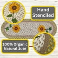 thumbnail image 3 of Sunflowers Braided Oval Table Runner - 100% Natural Jute and Hand Stenciled, 3 of 5