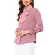 thumbnail image 4 of Blusa de trabajo de manga larga con botones y cuello atado para mujer INSPIRE CHIC XS Rosa Polvoriento, 4 of 6