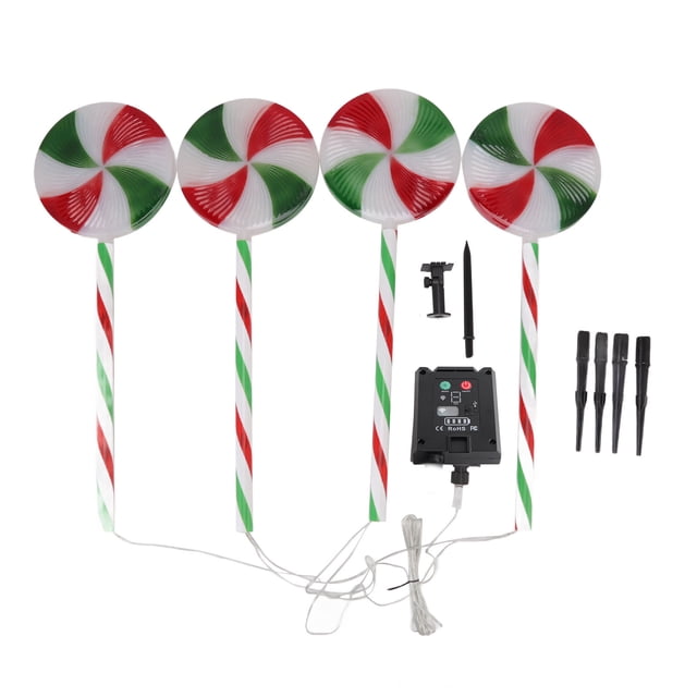 Luces solares tipo piruleta, IP65, impermeables, 8 modos, 1 por 4, decorativas, LED, para Navidad, para jardín, camino y patio.