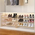 thumbnail image 7 of 3-Tier Stackable Shoe Rack, Expandable & Adjustable Shoe Shelf Storage Organizer, Metal Mesh, Gold$$Home Decor, Kitchen, & Other, 7 of 7