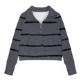 thumbnail image 4 of Tao Tao Middle Big Girls Half Zip Striped Loose Sweater Mock Turtleneck Pullover Fall Fashion Outfit Winter Trendy Clothes Gray 11 Years, 4 of 4