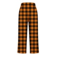 thumbnail image 4 of Hvogkswy Cotton Pants for Women Fashion Plaid Print Loose Casual Pants High Waist Straight Leg Ankle-Length Pants with Pockets, 4 of 5
