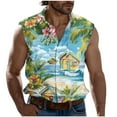thumbnail image 2 of Awdenio Mens Tank Tops Summer Funny Vacation Tropical Beach Shirts Sleeveless Button Down Summer Clothes with Pockets, 2 of 5