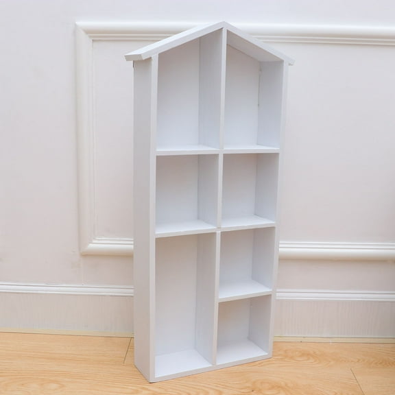 Worgeous Retro Wall Book Shelf in White for Home Use Plastic Storage Rack with Large Internal Grid