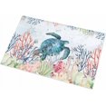thumbnail image 2 of Shag Bath Rugs Blue Sea Turtle Summer Nautical Coral Plush Soft Fluffy Doormat Floor Carpet,Non-Slip Living Room Bedroom Kitchen Entryway Door Mats Ocean Life Retro Letter, 2 of 6