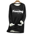 thumbnail image 1 of Fashnice Ladies T-shirt Letter Printed Pullover Crew Neck Sweatshirt Warm Fall Tops Black Snowflake XL, 1 of 2