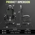 thumbnail image 5 of SOONTRANS Ergonomic Gaming Chair with Footrest, Adult Office Chair with Pocket Spring Cushion, Comfortable Gamer Game with Massage Lumbar Cushion Linen Fabric, Reclining Computer Chair, Black & White, 5 of 10
