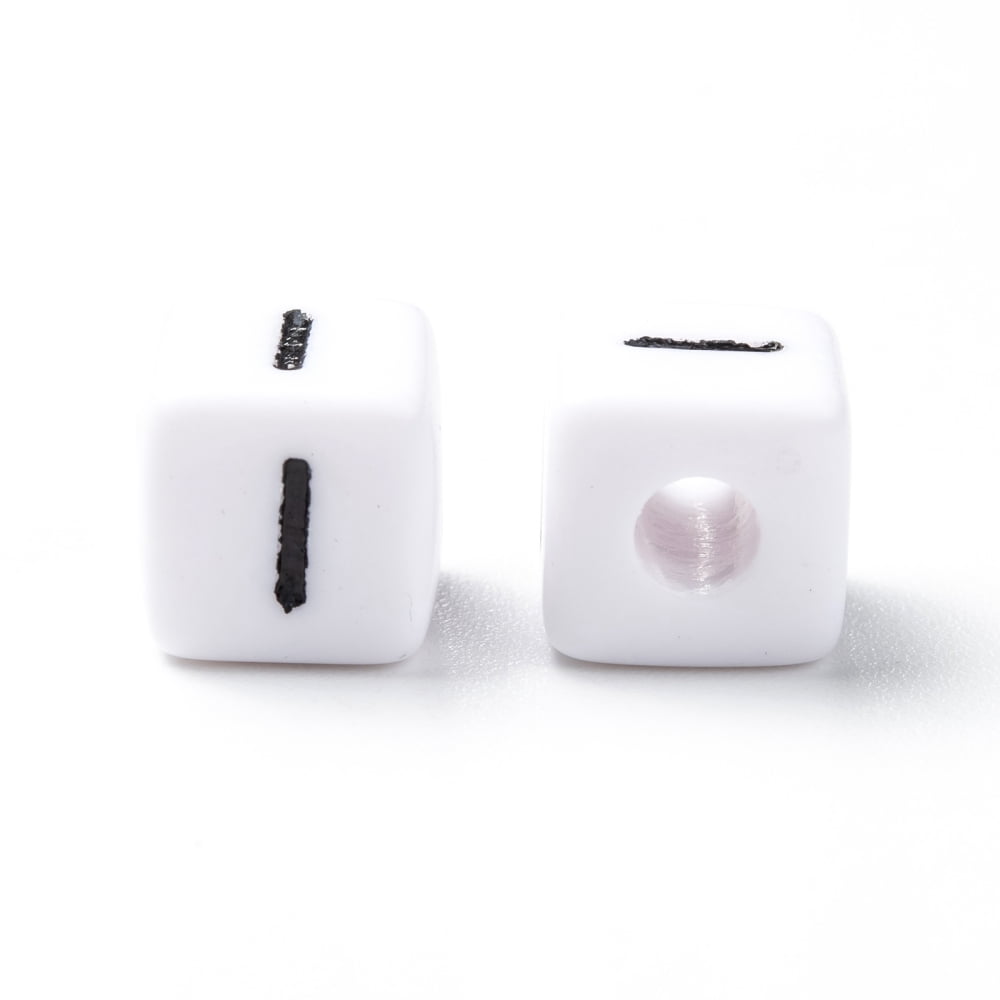Letter Acrylic European Beads Horizontal Hole Cube Letter.I 10x10x10mm Hole: 3.5~4mm about 598pcs/500g