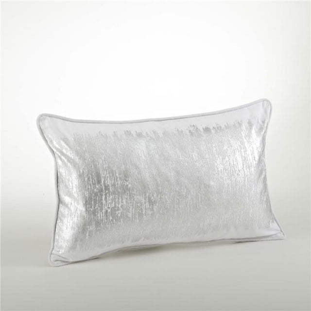 SARO 12 x 20 Po Coussin Design Rectangulaire à Bandes Métalliques - Argent