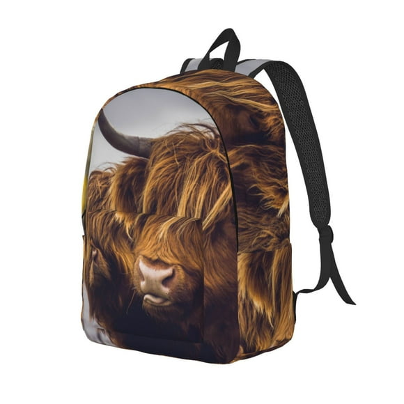 Balery Portrait Of Cow With Its Baby Cow Mochila Clásica Impresa Básica para Viaje, Mochila Escolar Resistente al Agua, Mochila de Lona con Correas Ajustables-Small