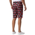 thumbnail image 3 of INSPIRE CHIC Argyle Shorts for Men's Regular Fit Flat Front Contrasting Colors Patterned Shorts 32 Black Red, 3 of 5
