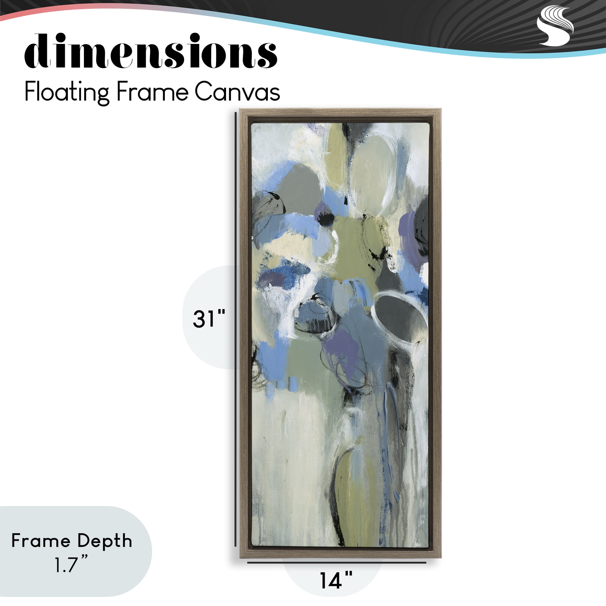 Stupell Industries Beige & Blue Abstraction Brown Framed Floater Canvas Wall Art, design by Lisa Ridgers