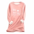 thumbnail image 2 of Jinhomg Novelty Cute Christmas Sweatshirt for Women Xmas Wine Glass Sherpa Lined Tunic Tops Fall Winter Warm Cozy Long Sleeve Crewneck Pullovers Prime Day 2025 Pink M, 2 of 3