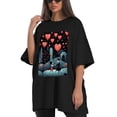 thumbnail image 4 of Plus Size Shirt for Women Black Tops for Women Oversized Short Sleeves Shirt for Women Valentine's Day T Shirt Crewneck Shirt for Women L, 4 of 5