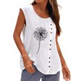 thumbnail image 1 of Pompotops Femmes Été Décontracté Sans Manches Bouton Gilet Col Rond en Vrac Blouse Active Top Femmes, 1 of 4