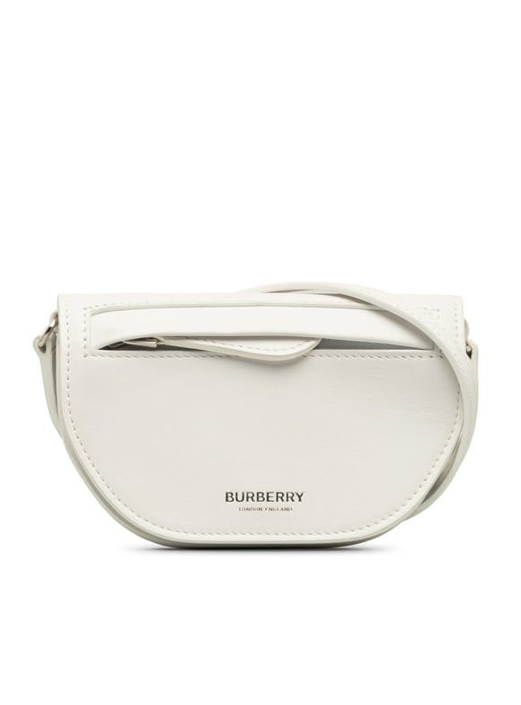 Pre-Owned Authenticated Burberry Micro Olympia Crossbody Calf Leather White Crossbody Bag Unisex (Good)