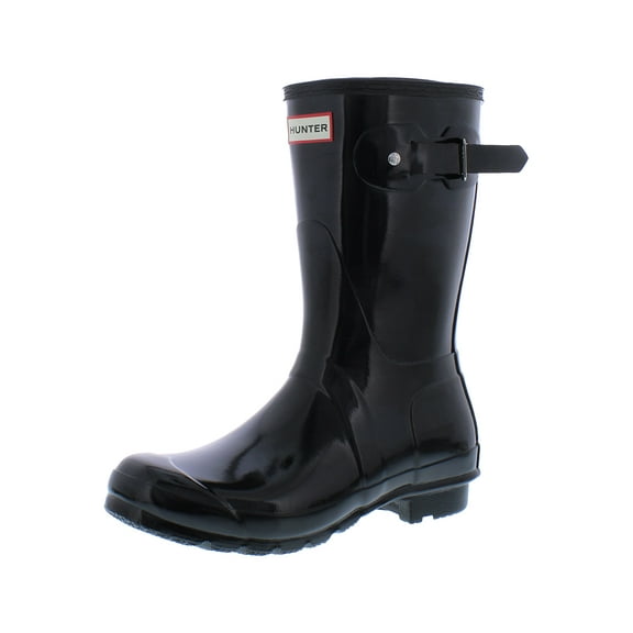 Hunter Original Short Gloss Womens Shoes Size 10, Color: Black