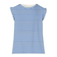 thumbnail image 4 of Girls Summer Outfits Clearance Fashion Stripe Colorblock Girls' Casual Ruffle Sleeveless Tops Pockets Short 2 Piece Sets Baby Girl Clothing Set, 4 of 7