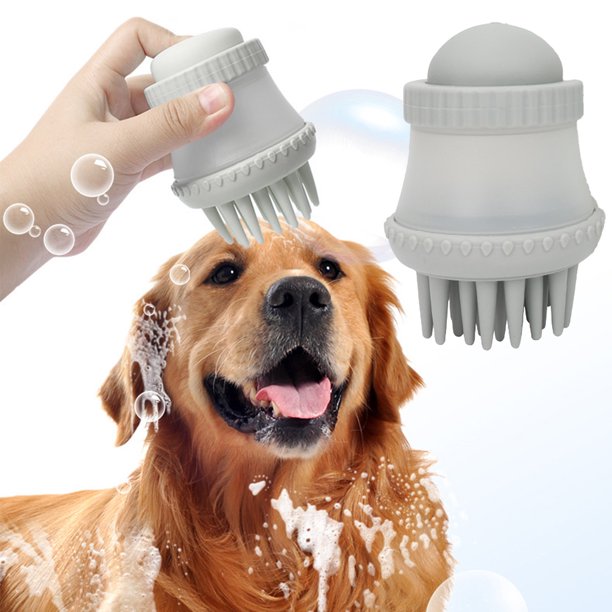 Cepillo de baño para mascotas, cepillo de masaje para baño de perros y gatos, cepillo de almacenamiento de líquido de baño, suministros de baño para perros, adecuado para el baño de mascotas, cepillo
