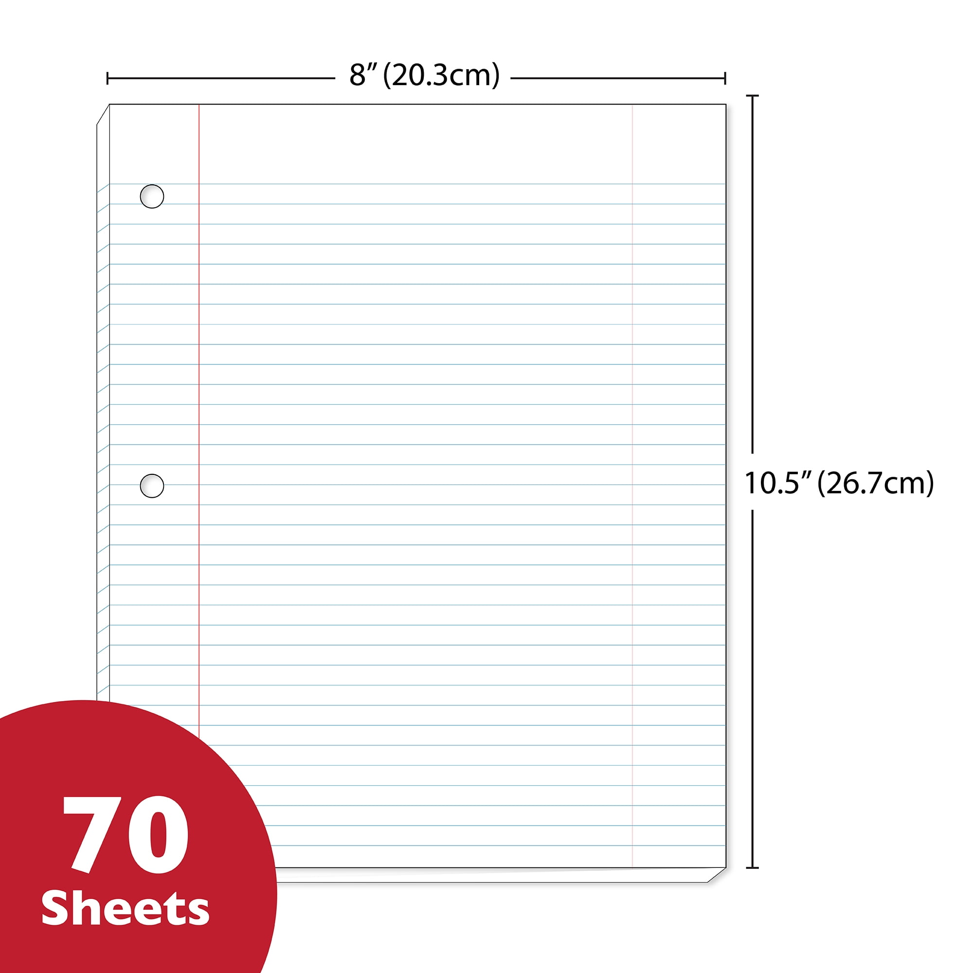 BAZIC Spiral Notebook, 1 Subject, College Ruled Paper 8" x 10-1/2", 70 Sheets Poly Cover, Assorted Color, 6-Pack