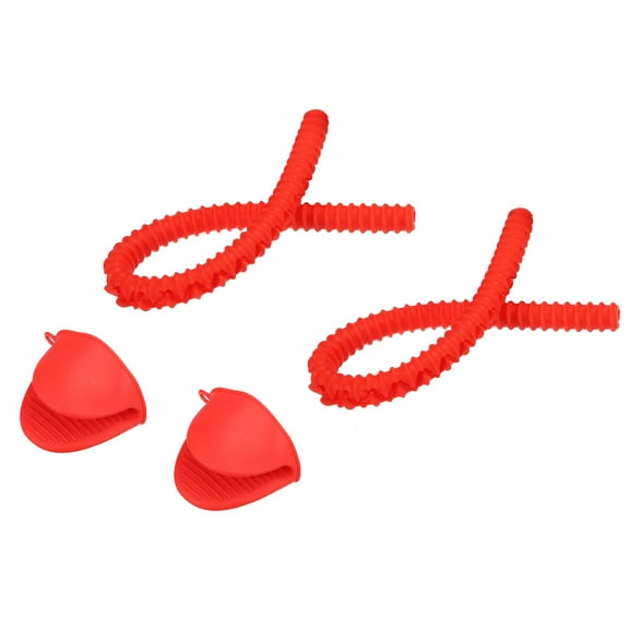 Uxcell Oven Rack Shields, 2 Pack Silicone Oven Shelf Rack Guard Protector and 2 Mitts,Red