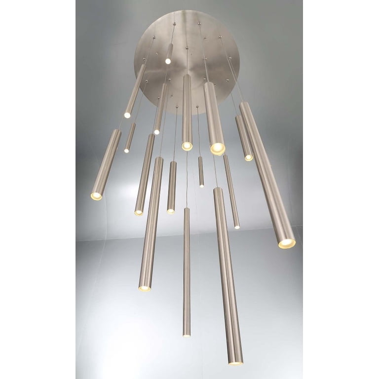 Eurofase Santana 18-Light Linear LED Chandelier - Antique Brass, Dimmable, 96" Wire, Contemporary