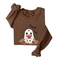 thumbnail image 2 of GaThRRgYP Soft Brushed Round Neck Long Sleeve Women,Women's Fashion Long Sleeve Round Neck T-Shirt Printing Loose Blouse Hoodless Sweatshirts Coffee XXL, 2 of 5