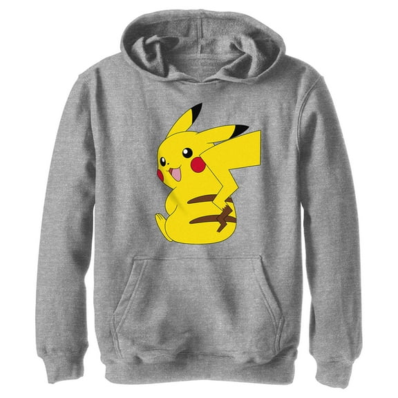 Boy's Pokemon Pikachu Sitting Portrait  Pull Over Hoodie Athletic Heather X Large