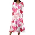 thumbnail image 2 of ClodeEU Women's Valentine's Day Long Sleeve V Neck Print Midi Dress,Trendy Loose Cozy Dress Multicolor 28,Womens Plus L, 2 of 5