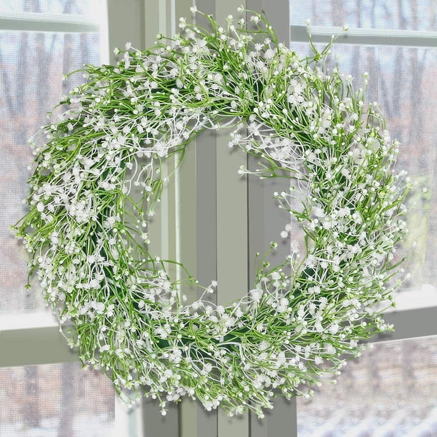 Decoraciones de jardín Guirnalda de gypsophila, guirnalda de puerta artificial, decoración colgante de pared, guirnalda para puerta delantera, pared, chimenea, ventana, boda, exterior Ormromra WL-00428