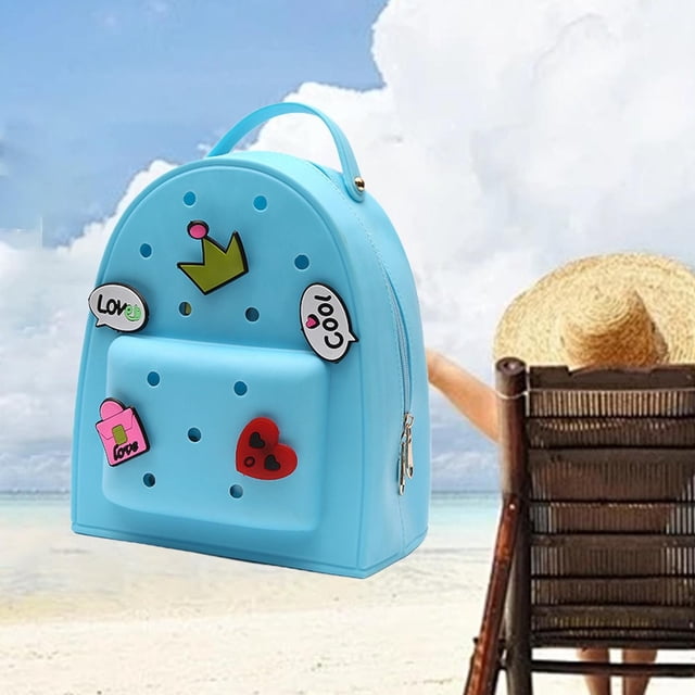 Sac à Dos en Gelée, Sac à Dos à Motif Mignon, Sac à Dos à Épingles, Mini Sac à Dos Mignon avec Breloque, Sac à Trous en Silicone avec Breloque, Sac à Dos Polyvalent, Sac à Dos de Magasinage, Sac de Voyage Extérieur