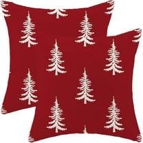 Christmas Pillow Covers 16x16 Inch Set of 2 Red White Christmas Tree Decor Throw Pillows Winter Xmas Holiday Outdoor Cushion Cases for Couch Bed Decorations