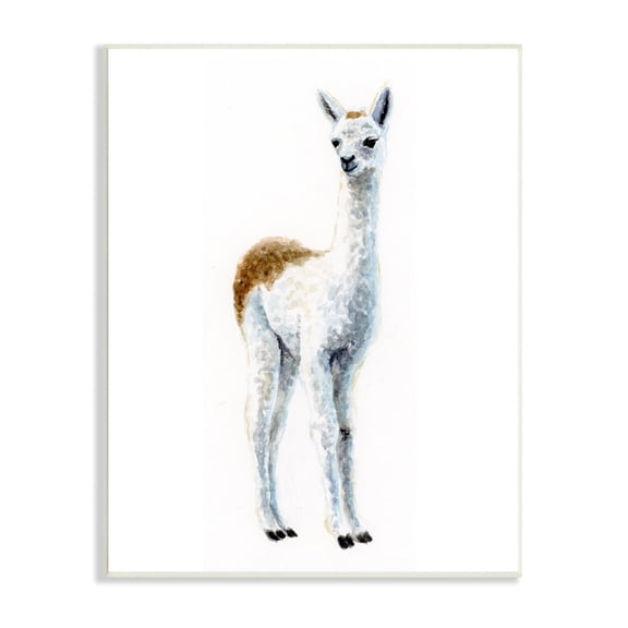 Stupell Industries Alpaca Animal Watercolor Portrait Children's Nursery Wildlife, 10 x 15,Design by Fox Hollow Studios