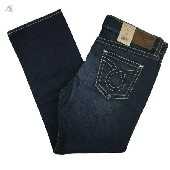 Big Star Jeans Low Rise Union Straight Leg Embroidered Dark Jeans 42 x 32 NWT