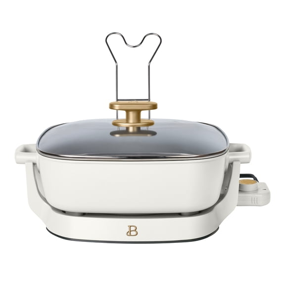 Beautiful 5-in-1, 12" x 12" Detachable Electric Skillet with EverGood™ Ceramic Nonstick Coating, White Icing by Drew Barrymore