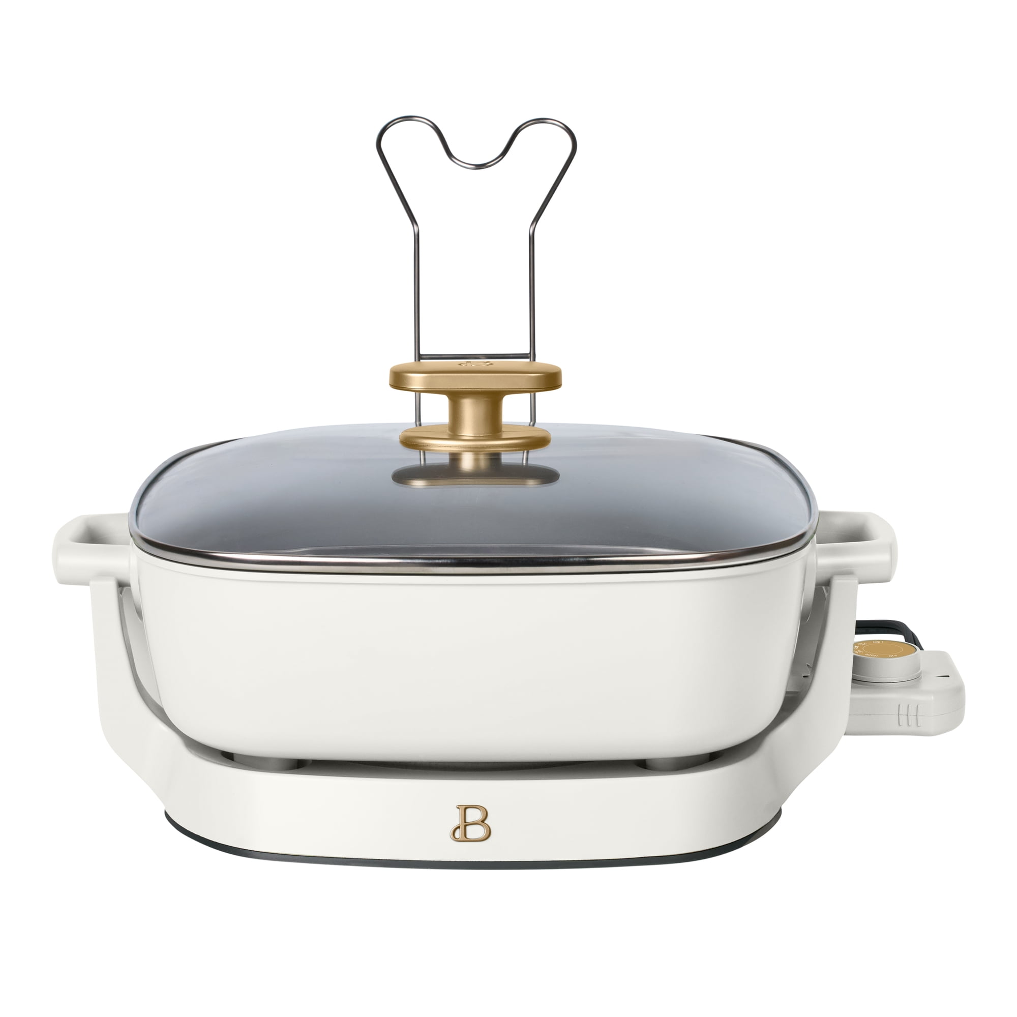 Beautiful 5-in-1, 12" x 12" Detachable Electric Skillet with EverGood Ceramic Nonstick Coating, White Icing by Drew Barrymore